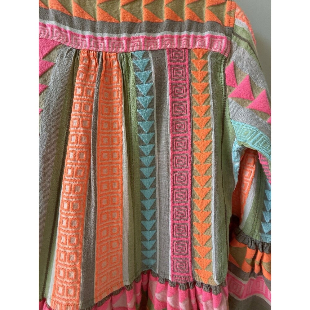 Devotion Twins Ella Short Dress XS Multi Neon Pink Orange Tunic Boho - Picture 5 of 8